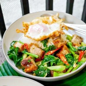 Crispy Pork Stir-fried Kale With Rice